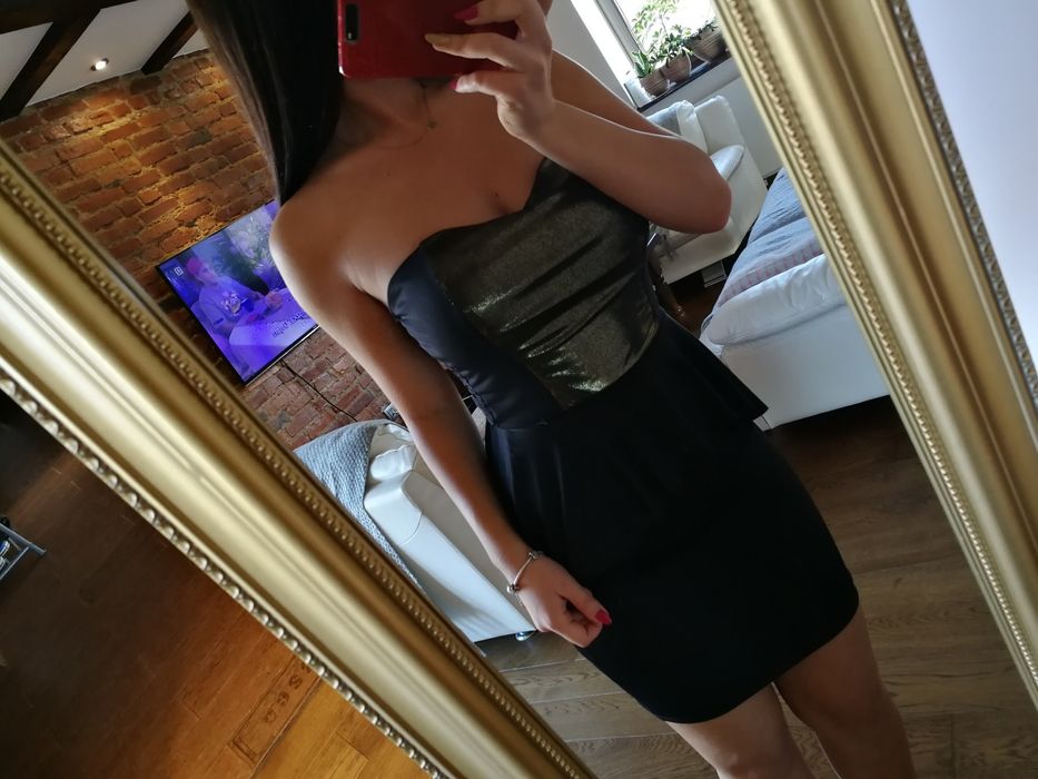 Sukienka z baskinka r. S, Sukienka sylwestrowa bez ramiączek