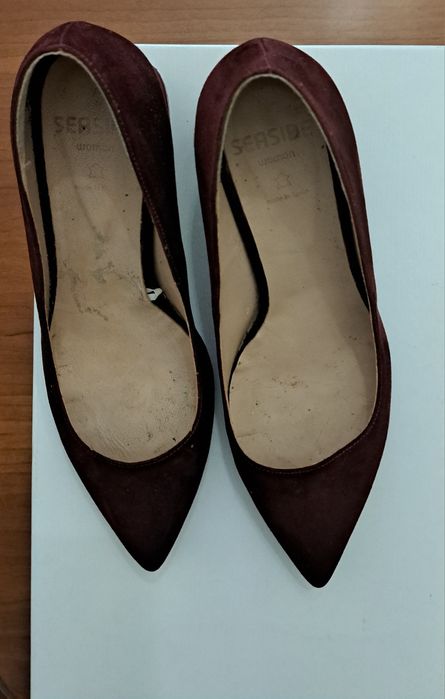 Sapatos T.37- Seaside Veludo Bordô - tacão  6cm quadrados