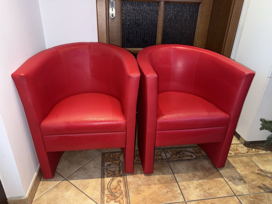 Fotele kubełkowe czerwone ekoskóra
