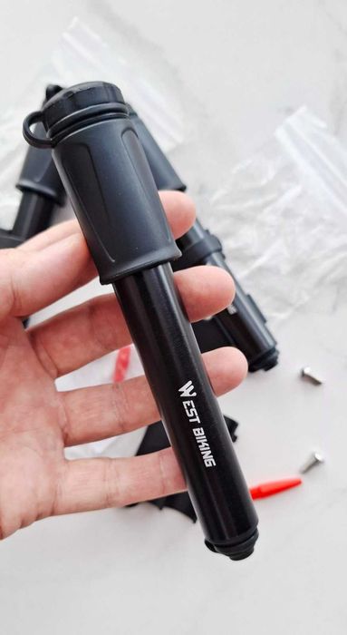 Насос велосипедний West Biking Mini 100 PSI, алюмінієвий, з насадками