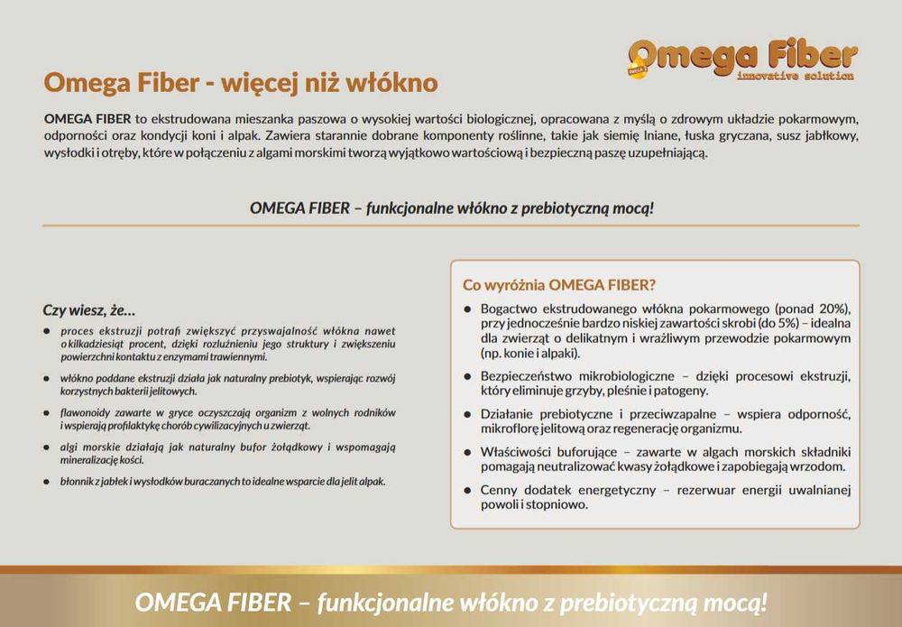 Omega Fiber pasze włókno wysłodki dla konie
