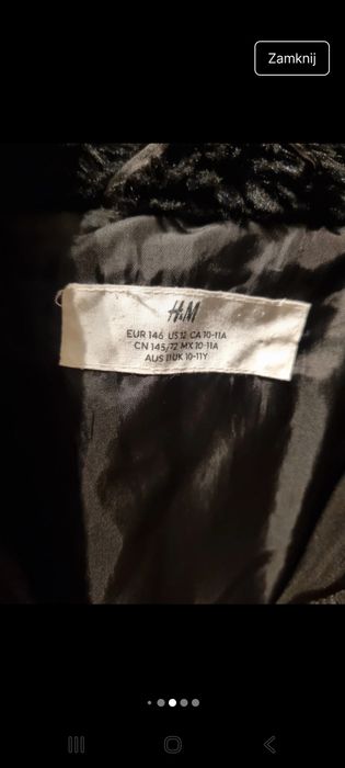 Kurtka parka zimowa 146 H&M