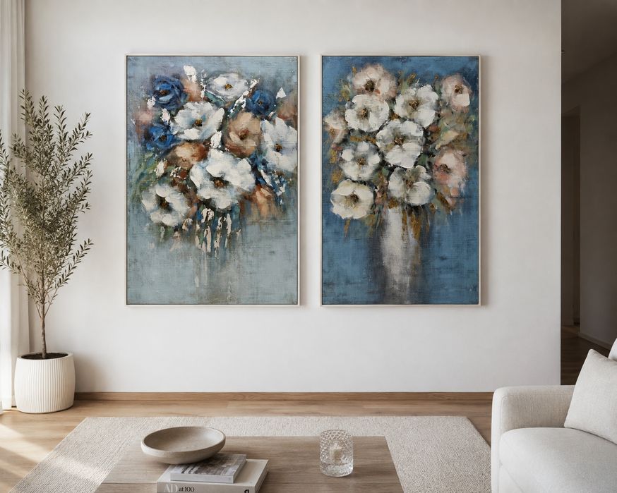 Quadro com motivos florais. Dois quadros
