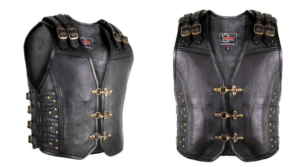 Байкерський шкіряний жилет, теляча шкіра.