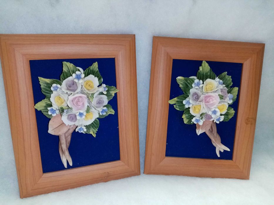 Quadros com flores em porcelana