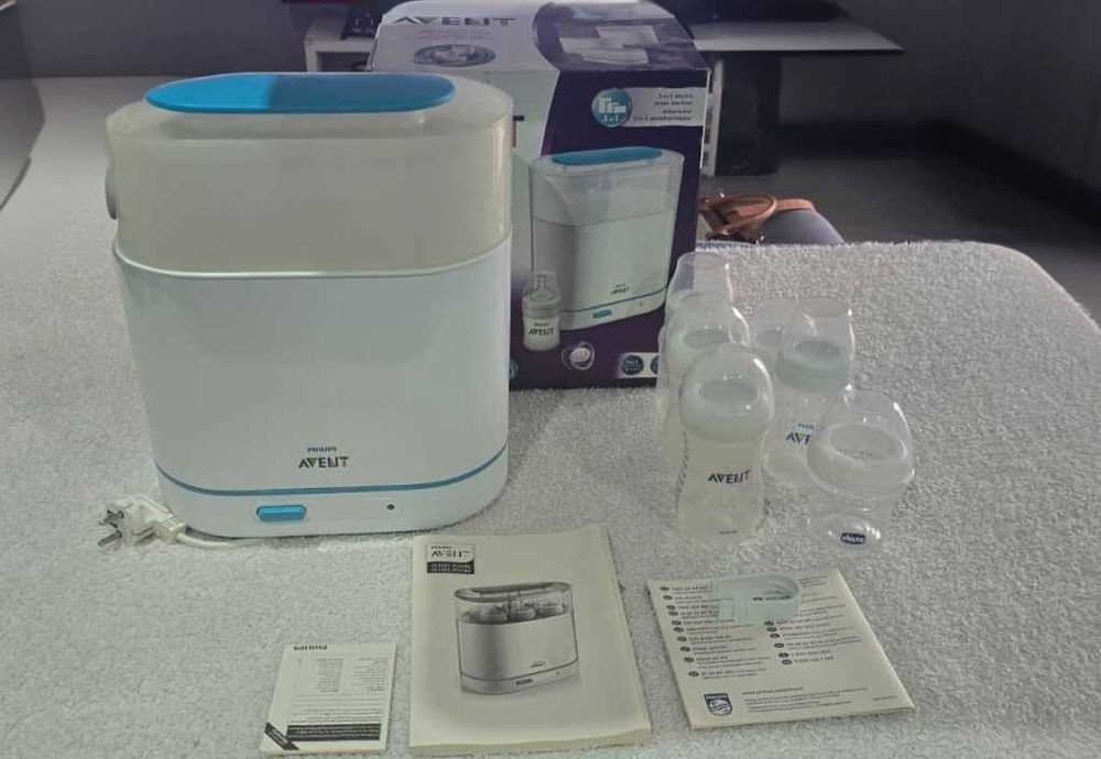 Esterilizador Elétrico Philips Avent 3 em 1 + 5 Biberões (Como Novo)
