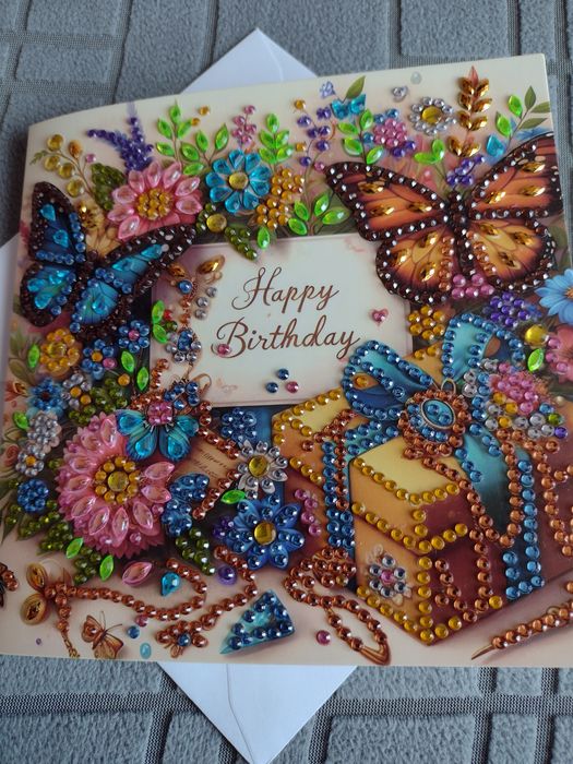 Kartka urodzinowa - diamond painting