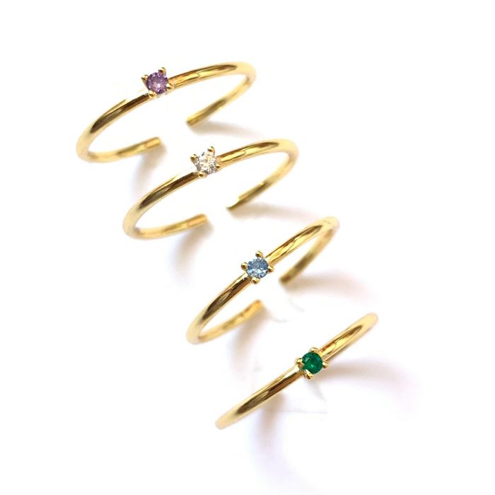 Anéis solitário pedras coloridas