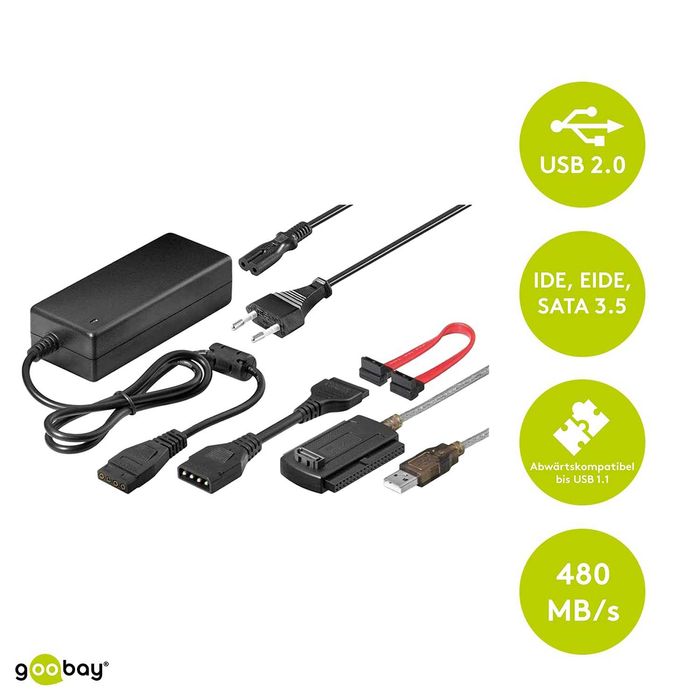 Goobay 50847 czytnik Adapter SATA HDD SSD USB PC 3,5'' / 2,5 ''