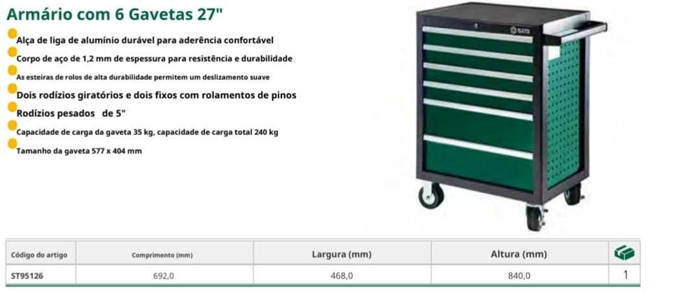 Carrinho de Ferramenta com 6 gavetas