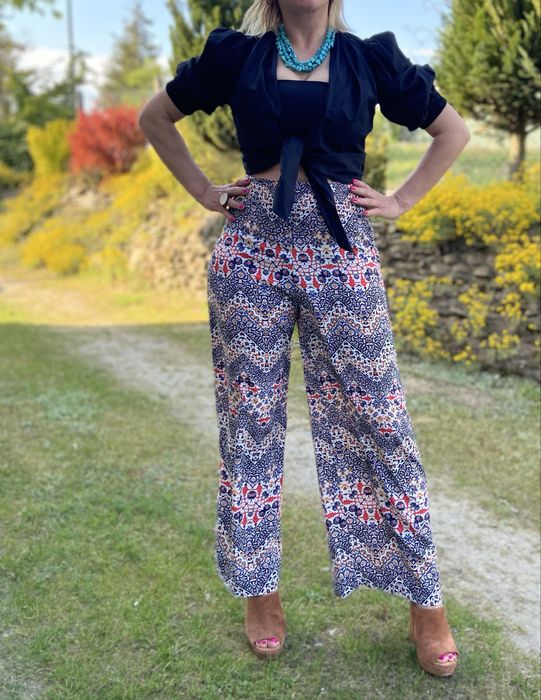 Topshop szerokie rogawki dzwony boho hippie wysoki stan