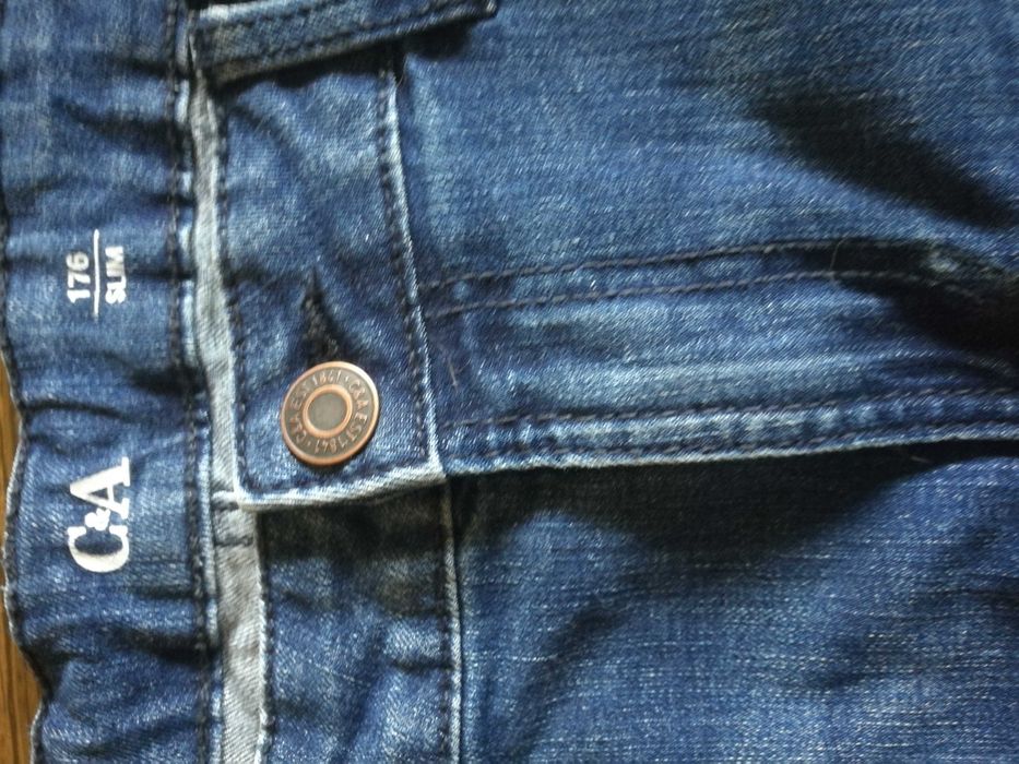 Spodnie jeansy młodzieżowe 176 C&A granatowe