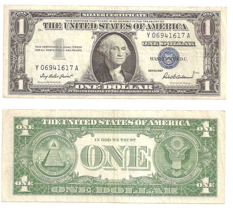 Банкнота 1 Доллар США 1957 год серебряный сертификат