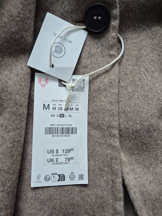 Пальто вовняне Zara з шарфом