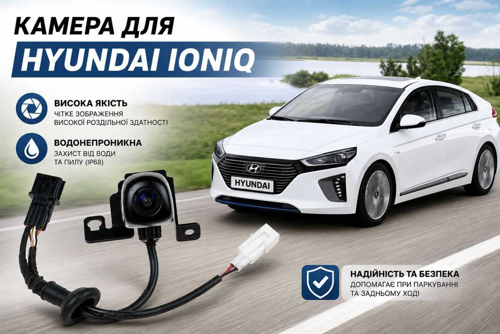 Камера заднього огляду виду парковки Hyundai Ioniq 2016+ (арт00096)