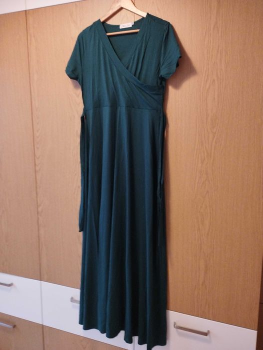 Sukienka dla matki karmiącej dla ciężarnej 46 48 butelkowa zieleń