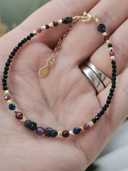 Bransoletka znak zodiaku Wodnik ametyst szafir rubin granat regulacja