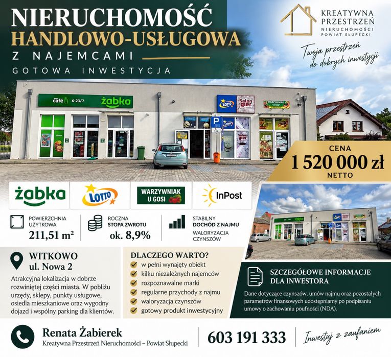 Wynajęta nieruchomość handlowa | Żabka, Lotto, InPost | 8,9% zwrotu