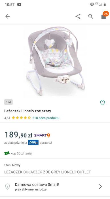 Leżaczek lionelo jak nowy