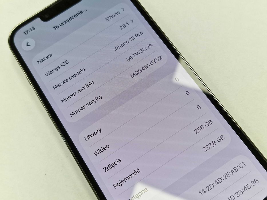 Iphone 13 PRO 256GB/ Graphite/ Bat 83%/ Grade A-/ Gwarancja + ładowark