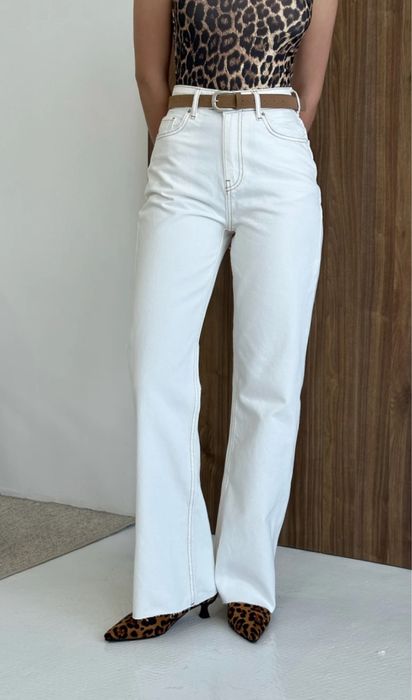 Біло-молочні джинси кльош fabric17