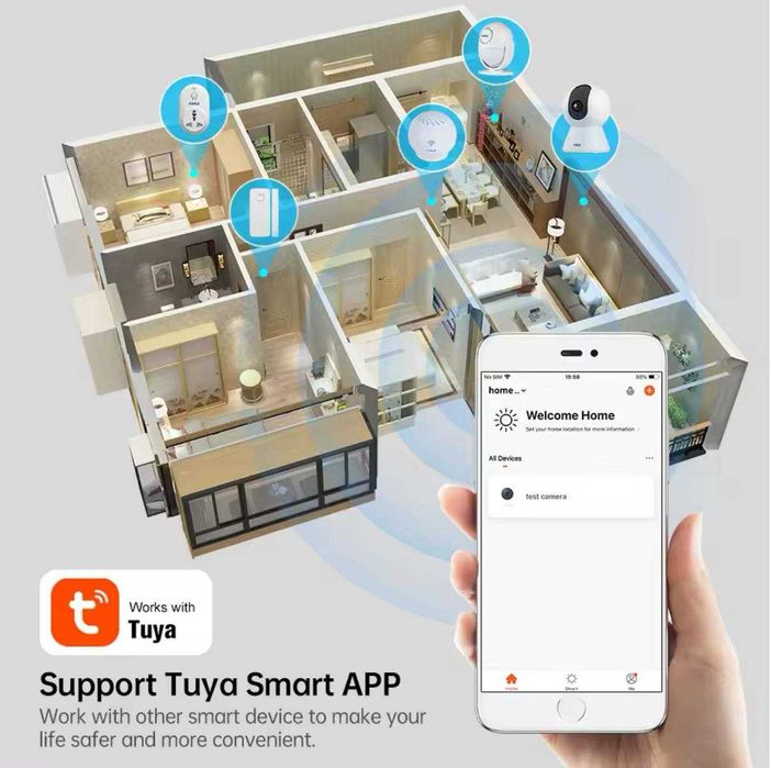 Безпровідна WiFi камера KERUI Full-HD 2MP з WIFI TUYA меню з укр мовою