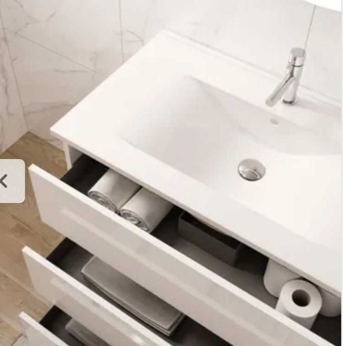 móvel branco 80cm  com 3 gavetas sem lavatorio e torneira