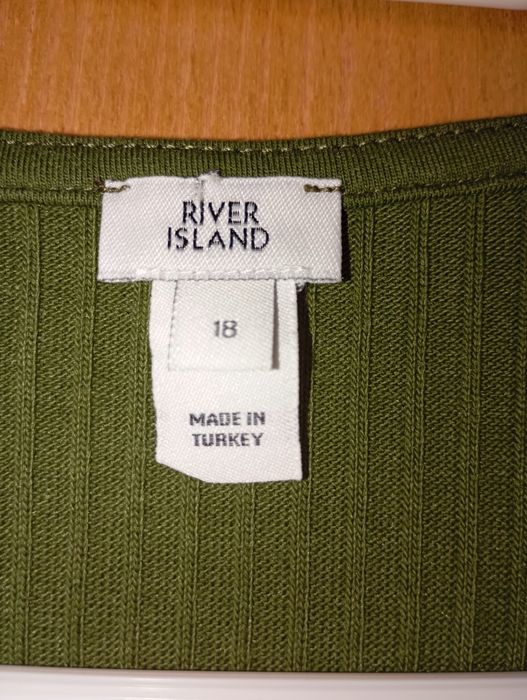 Oliwkowa Sukienka Midi River Island | Rozmiar 44 (UK 18)