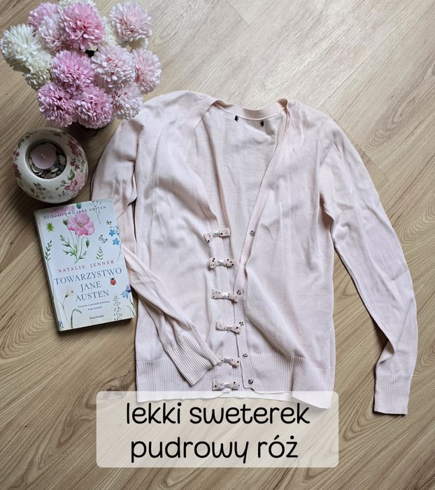 lekki kardigan pudrowy róż