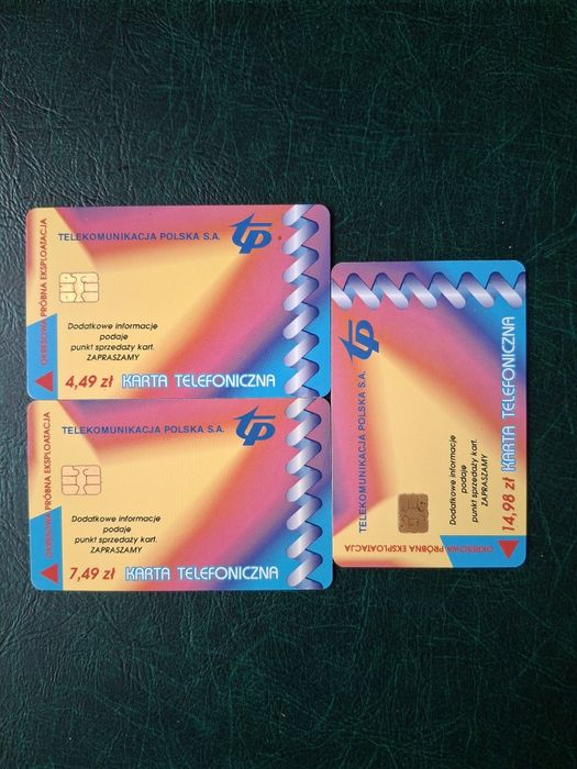 Polskie próbne karty telefoniczne numer 53 P - 55 P.