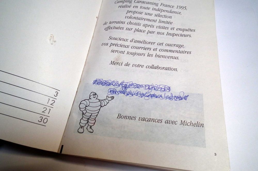 Guia Michelin de Campismo e Caravanismo em França, 1995. Envio grátis.