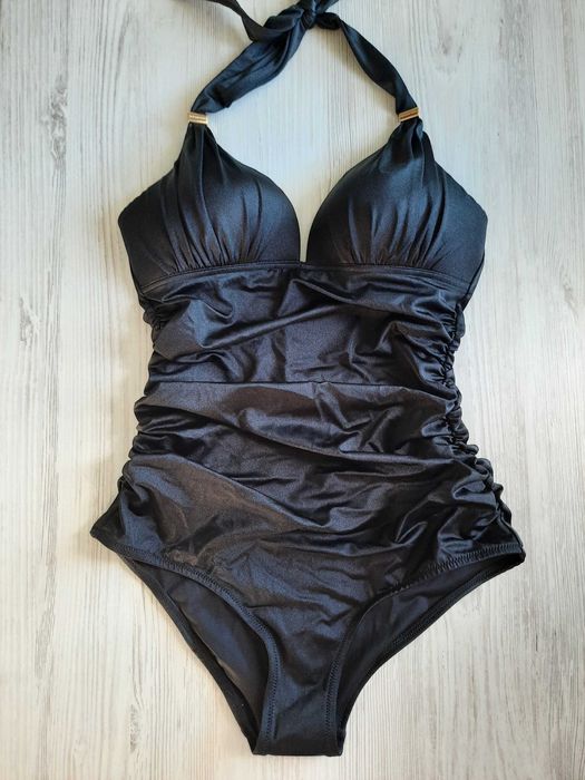 Черный купальник Victoria's secret пуш-ап сдельный бандо стринги S M L