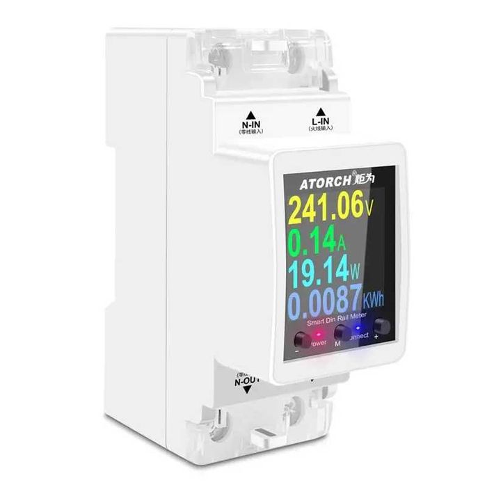 Розумний лічильник Atorch GR2PWS WiFi на DIN рейку, 100A Ватметр новий