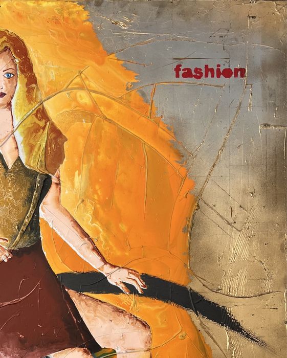 Oleo s/tela com folha de ouro - “Fashion”