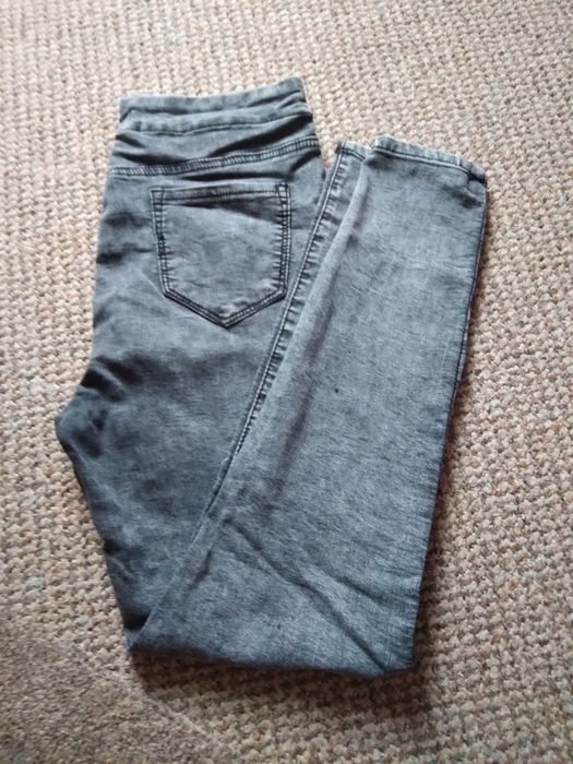 Szare spodnie rurki tregginsy GOODIES JEANS z zamkami marmurkowe, rozmiar L(40)