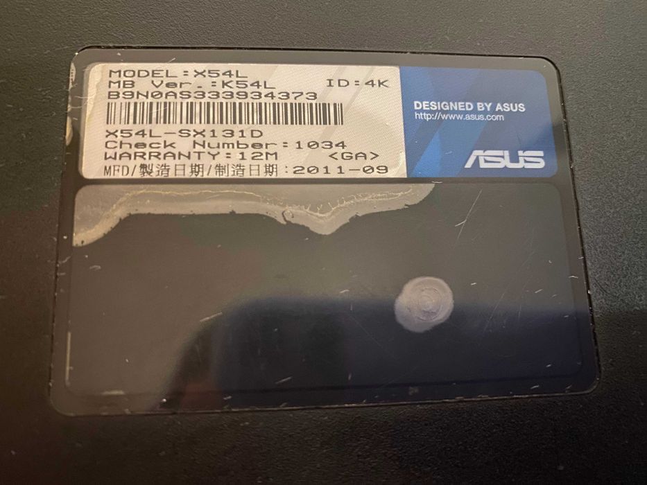 Komputer (Notebook, Laptop) ASUS X54L (X54L-SX131D)