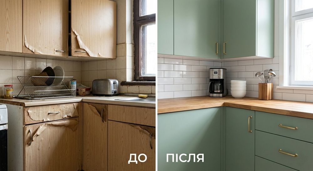 Реставрація кухні,фарбування МДФ фасадів