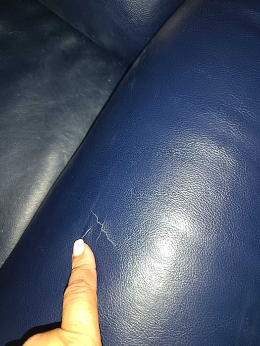 Conjunto de 2 Sofás em Pele Sintética Azul-Escuro (3 + 2 Lugares)