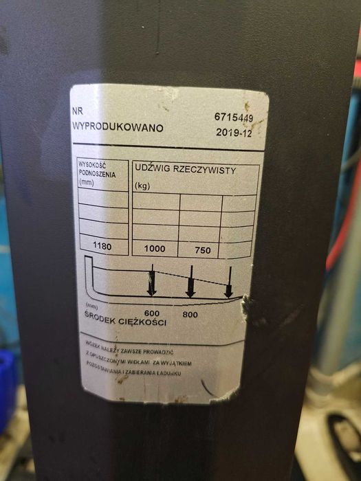 Paleciak elektryczny wózek widłowy lekki Toyota HWE100 rok 2019 UDT