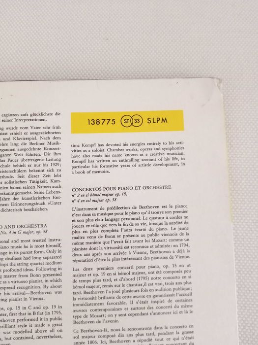 Wilhelm Kempff, Deutsche Grammophon, Beethoven, vinyl LP