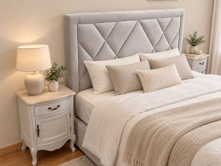 Cama Casal Estofada a Tecido Lavável