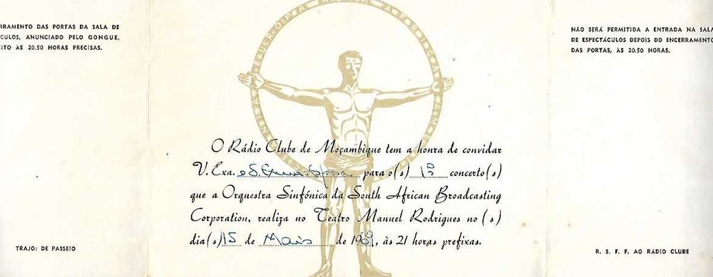 Rádio Clube de MOÇAMBIQUE - Programa + Bilhete espetáculo 1969