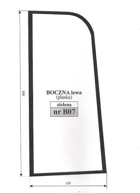szyba ładowarka teleskopowa JCB - boczna lewa B 07