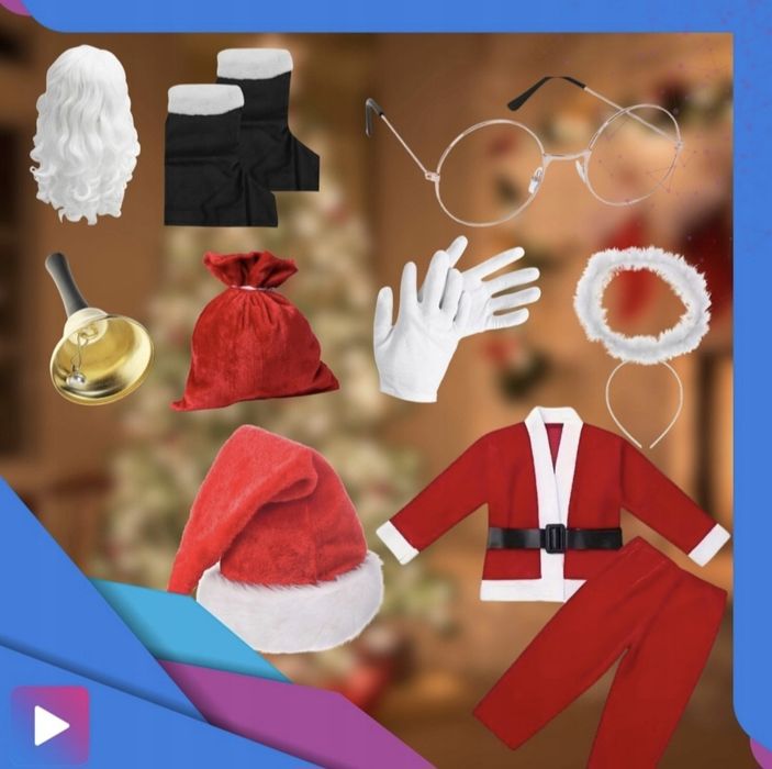 Strój kostium przebranie Mikołaja gwiazdora zestaw 14el