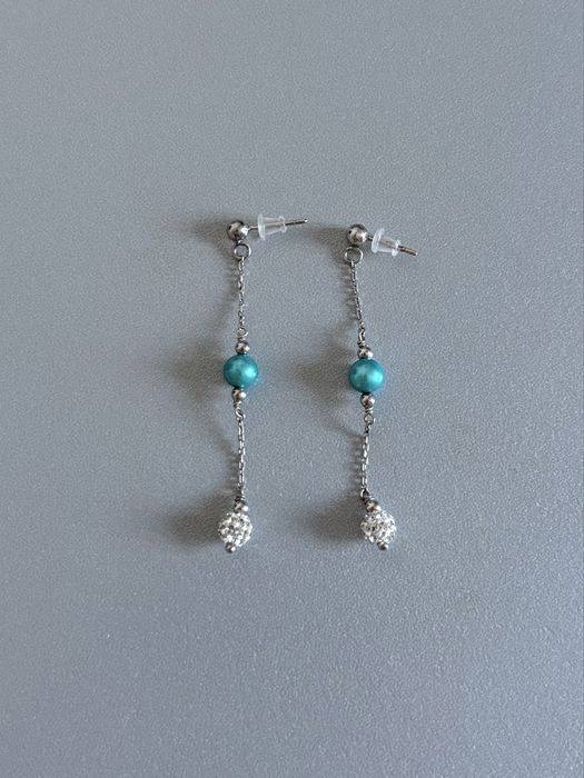 Серебряные длинные серьги висюльки сережки 925 с камнями Swarovski