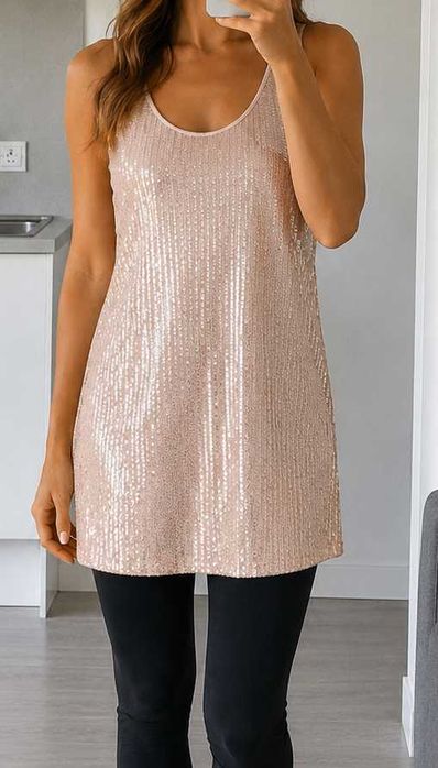 Cekinowy top tunika H&M XS /S