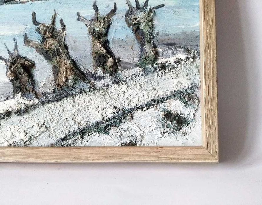 Obraz Kolekcja Pejzaż zimowy z wierzbami Technika mieszana