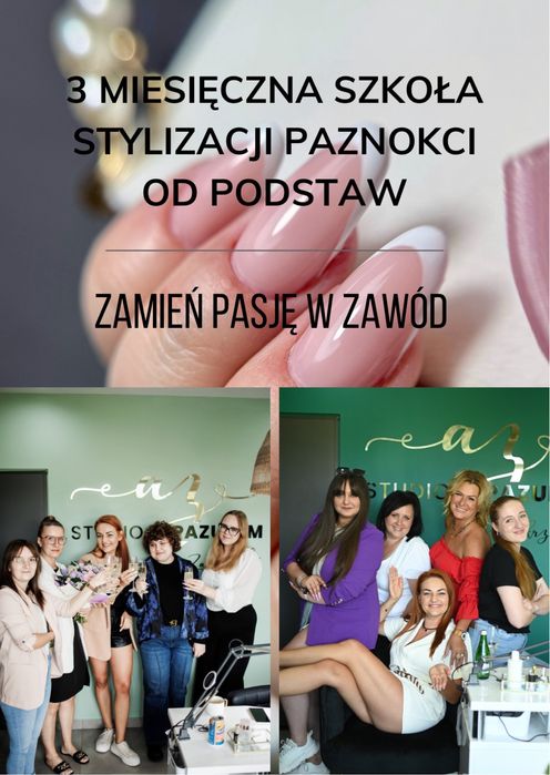 Kurs Szkoła stylizacji paznokci 6 zjazdow certyfikaty giftpacki