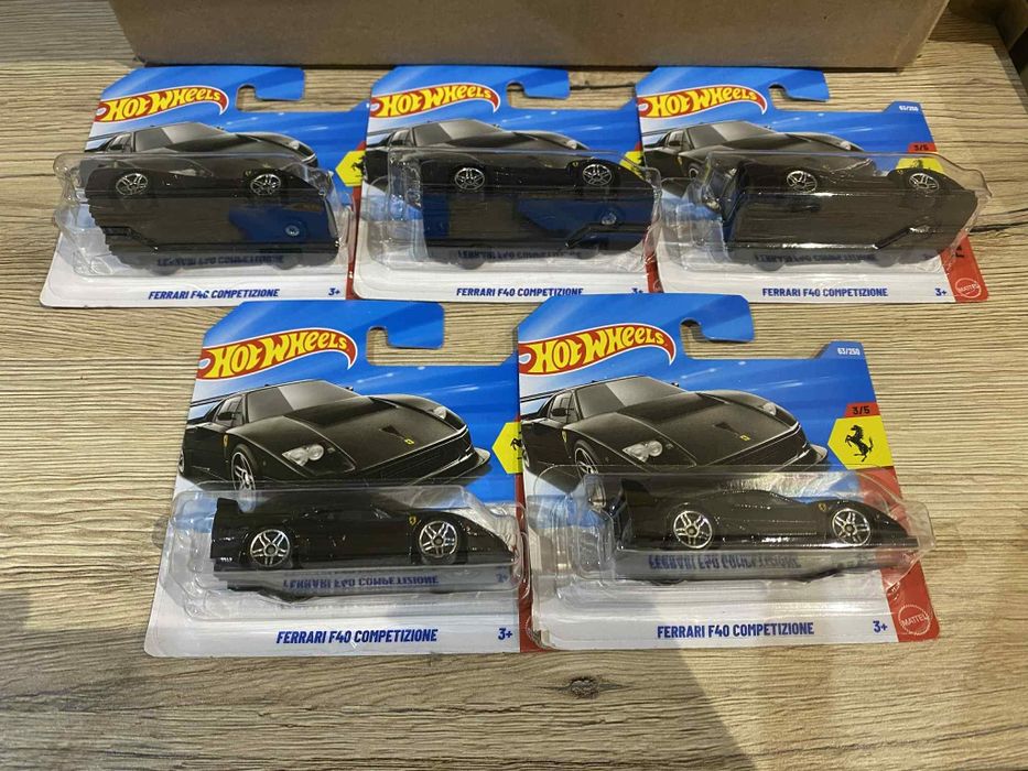 5 sztuk Ferrari F40 Competizione Czarne Hot Wheels