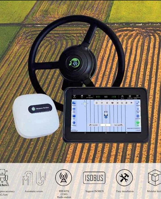 Nawigacja rolnicza GPS autoprowadzenie RTK 2cm kamera isobus